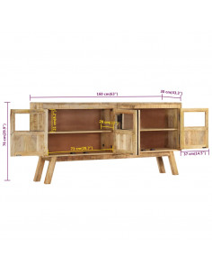 Credenza Marrone e Nera 160x30x76 cm in Legno Massello di Mango