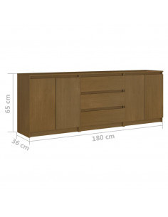 Credenza Marrone Miele 180x36x65 cm in Legno Massello di Pino