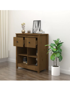 Credenza Miele 70x35x80 cm in Legno Massello di Pino