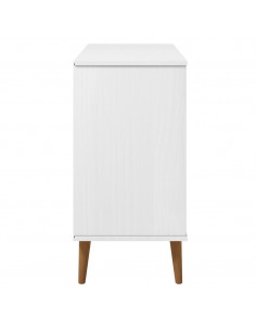 Credenza MOLDE Bianca 90x40x80 cm in Legno Massello di Pino