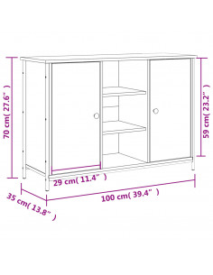 Credenza Nera 100x35x70 cm in Legno Multistrato