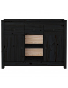 Credenza Nera 100x35x74,5 cm in Legno Massello di Pino