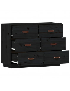 Credenza Nera 100x40x75 cm in Legno Massello di Pino