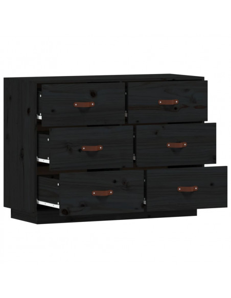 Credenza Nera 100x40x75 cm in Legno Massello di Pino