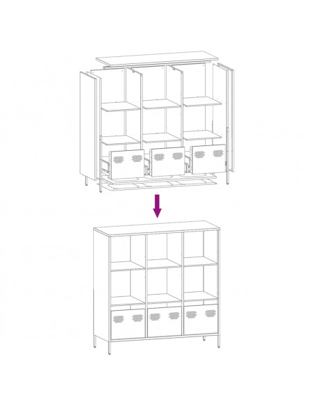 Credenza Nera 101,5x39x103,5 cm in Acciaio