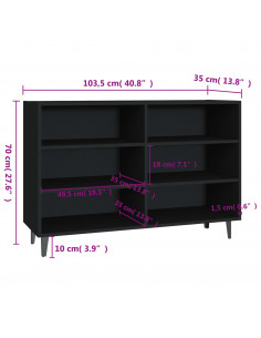 Credenza Nera 103,5x35x70 cm in Legno Multistrato