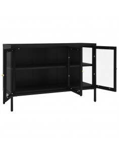 Credenza Nera 105x35x70 cm in Acciaio e Vetro