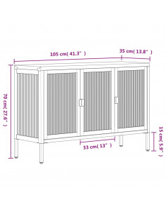 Credenza Nera 105x35x70 cm Vetro e Acciaio