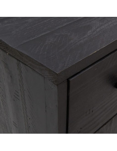 Credenza Nera 110x35x70 cm in Legno Massello di Pino