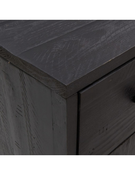Credenza Nera 110x35x70 cm in Legno Massello di Pino