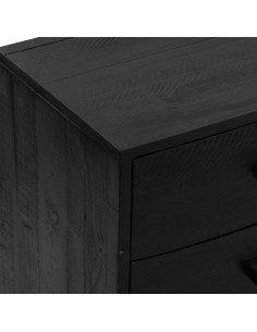 Credenza Nera 110x35x70 cm in Legno Massello di Pino