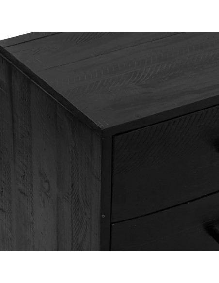 Credenza Nera 110x35x70 cm in Legno Massello di Pino