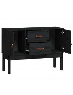 Credenza Nera 110x40x78 cm in Legno Massello di Pino