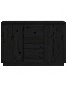 Credenza Nera 111x34x75 cm in Legno Massello di Pino