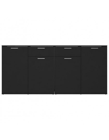 Credenza Nera 160x36x75 cm in Legno Multistrato