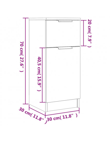 Credenza Nera 30x30x70 cm in Legno Multistrato
