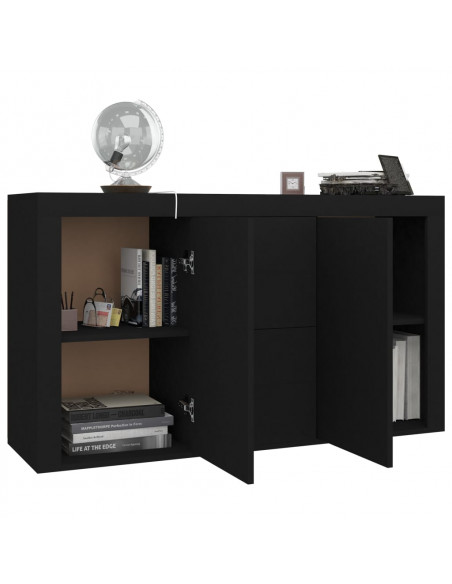 Credenza Nera 120x36x69 cm in Legno Multistrato