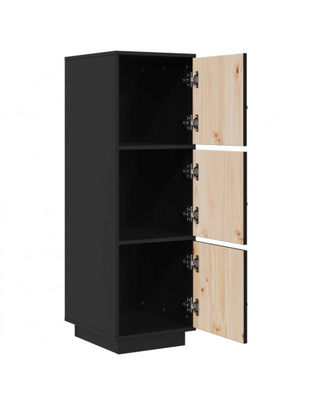 Credenza Nera 34x40x108,5 cm in Legno Massello di Pino