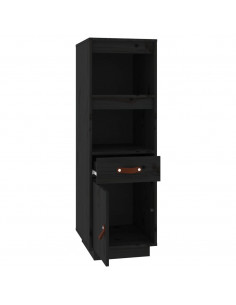 Credenza Nera 34x40x108,5 cm in Legno Massello di Pino