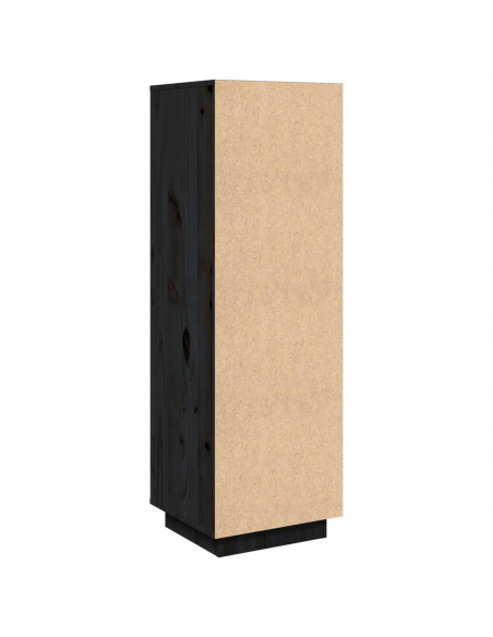 Credenza Nera 38x35x117 cm in Legno Massello di Pino