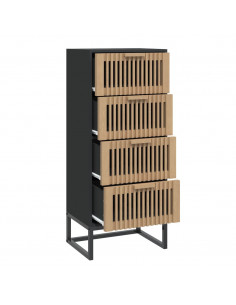 Credenza Nera 40x30x95 cm in Legno Multistrato