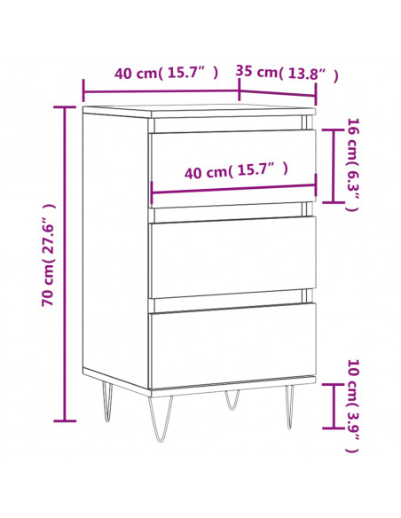 Credenza Nera 40x35x70 cm in Legno Multistrato