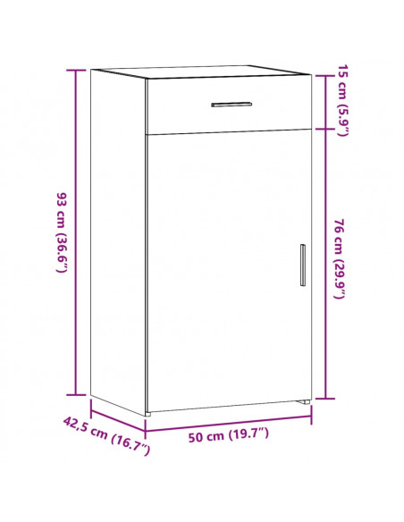 Credenza Nera 50x42,5x93 cm in Legno Multistrato