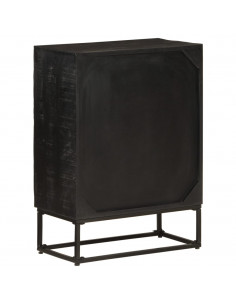 Credenza Nera 55x30x76 cm in Legno Massello di Mango e Ferro