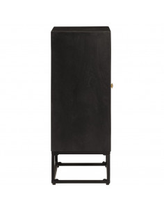 Credenza Nera 55x30x76 cm in Legno Massello di Mango e Ferro