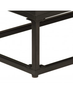 Credenza Nera 55x30x76 cm in Legno Massello di Mango e Ferro