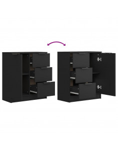 Credenza Nera 60x30x70 cm in Legno Multistrato