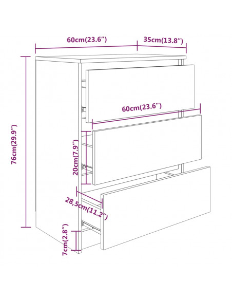 Credenza Nera 60x35x76 cm in Legno Multistrato