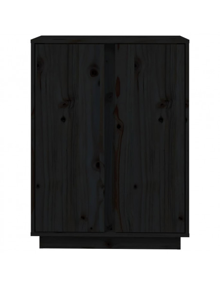 Credenza Nera 60x35x80 cm in Legno Massello di Pino