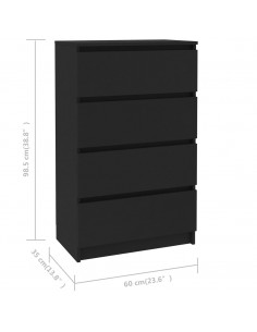 Credenza Nera 60x35x98,5 cm in Legno Multistrato