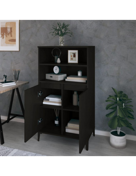 Credenza Nera 60x36x110 cm in Legno Multistrato