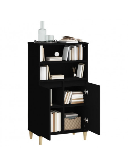 Credenza Nera 60x36x110 cm in Legno Multistrato