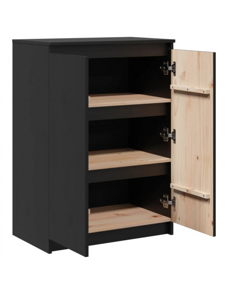 Credenza Nera 60x36x84 cm in Legno Massello di Pino