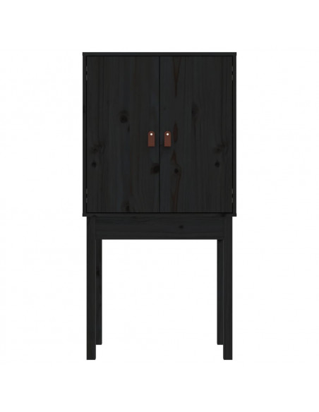 Credenza Nera 60x40x120 cm in Legno Massello di Pino