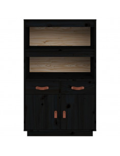 Credenza Nera 67x40x108,5 cm in Legno Massello di Pino