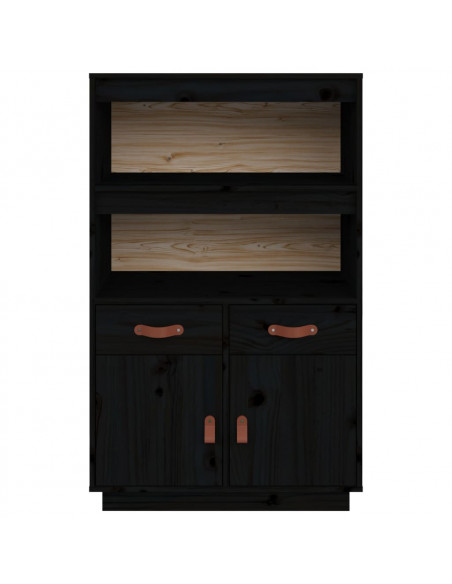 Credenza Nera 67x40x108,5 cm in Legno Massello di Pino