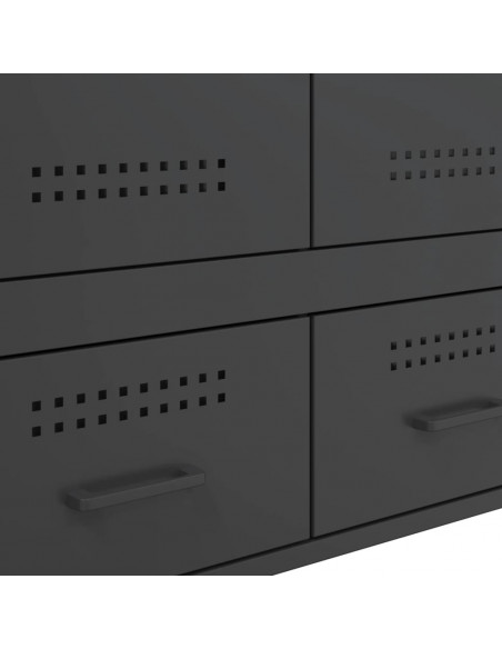 Credenza Nera 68x39x101,5 cm in Acciaio Laminato a Freddo