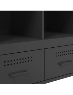 Credenza Nera 68x39x101,5 cm in Acciaio Laminato a Freddo