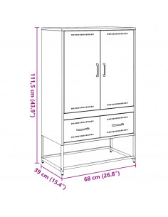 Credenza Nera 68x39x111,5 cm Acciaio Laminato a Freddo
