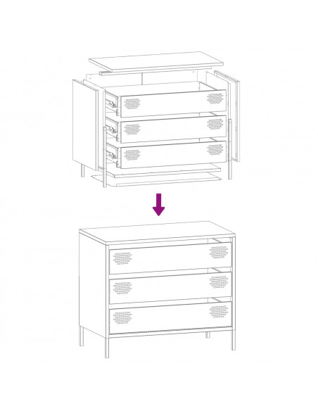 Credenza Nera 68x39x58,5 cm in Acciaio Laminato a Freddo