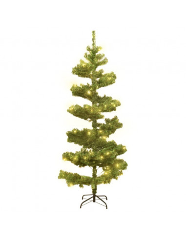 Albero di Natale Preilluminato con Vaso Verde 150 cm in PVC