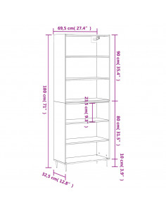 Credenza Nera 69,5x32,5x180 cm Legno Multistrato
