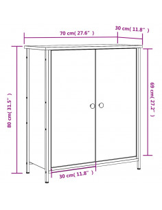 Credenza Nera 70x30x80 cm in Legno Multistrato