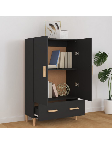 Credenza Nera 70x31x115 cm in Legno Multistrato