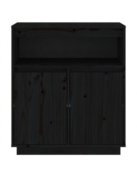 Credenza Nera 70x34x80 cm in Legno Massello di Pino