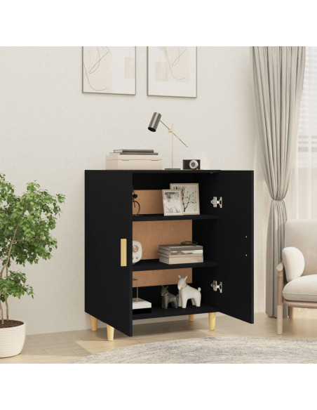 Credenza Nera 70x34x90 cm in Legno Multistrato